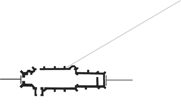 simple plan of church showing windows discribed