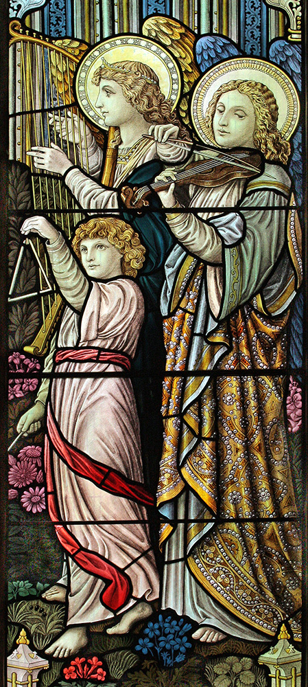 blessed girls as saints in glass