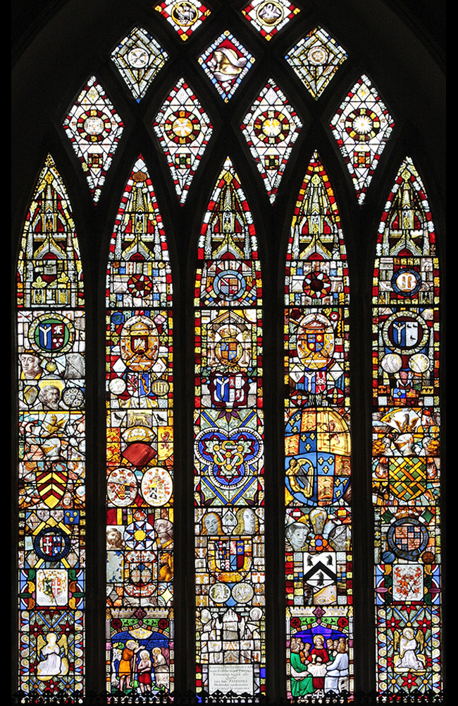 Denton east window of glass fragments