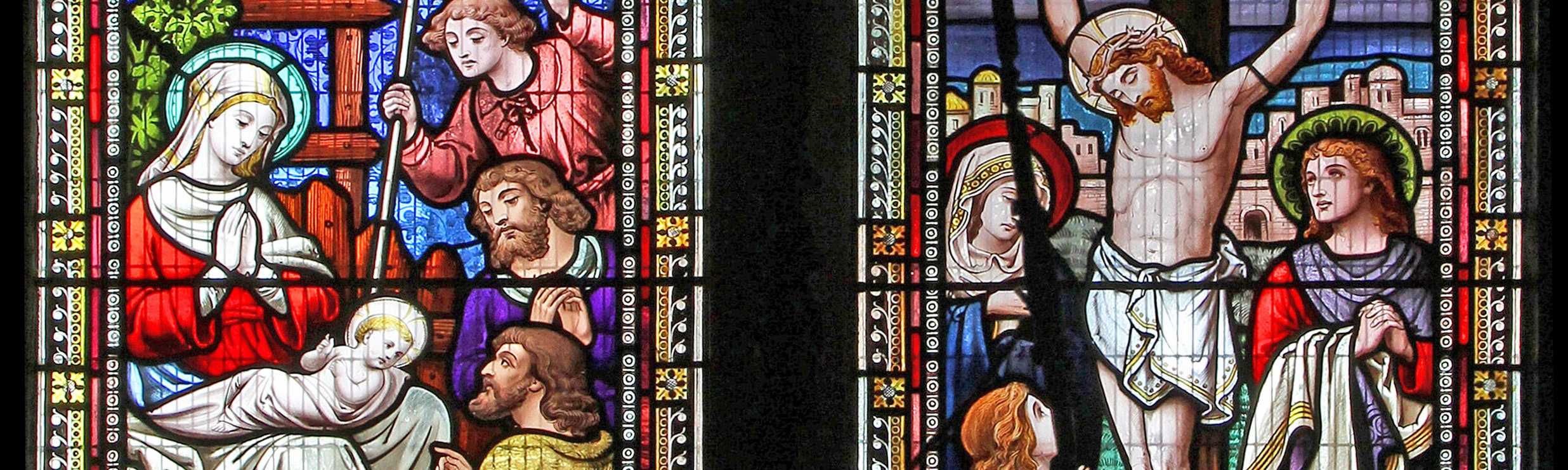 North Nave window containing fragments of 14th & 15th century glass